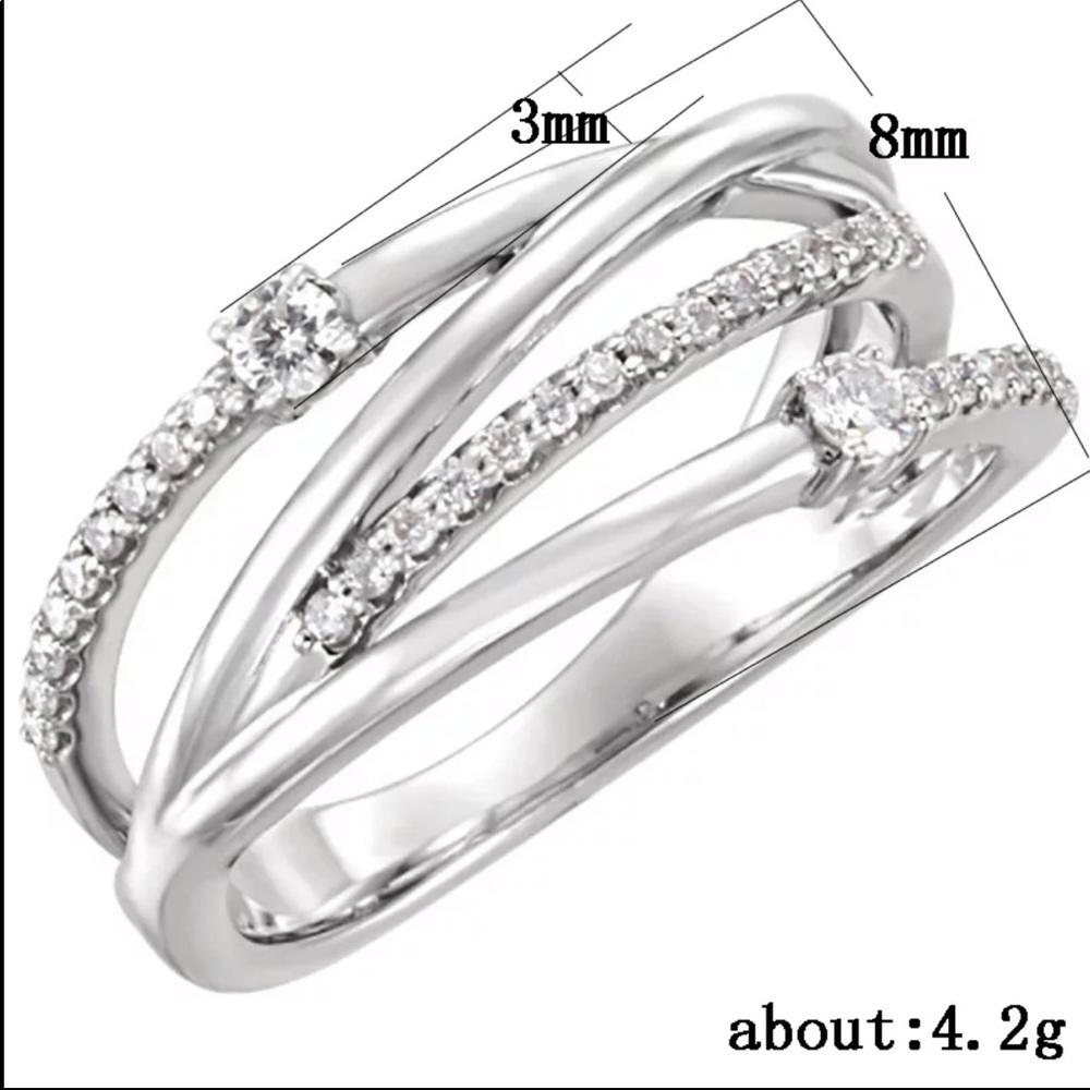 New 925 Silver Stackable Diamond Bridal Ring - Picture 6 of 9